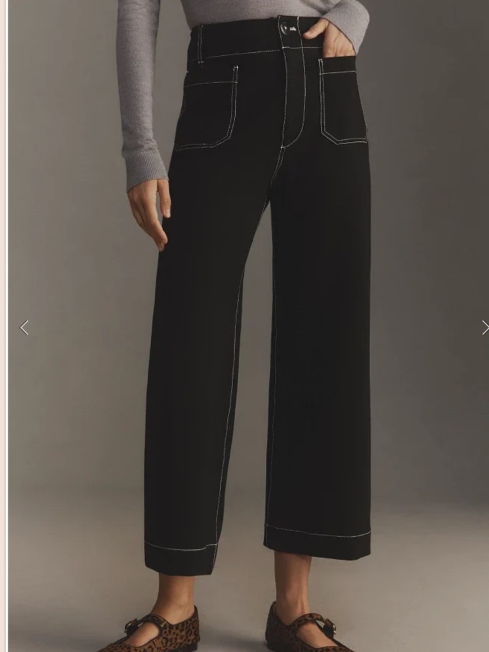 Maeve, The Colette Ponte Contrast-Stitch Crop Wide-Leg Pants, Size 26